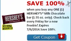Free Hershey’s Milk Chocolate Coupon