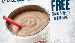 Free Black & White Milkshake from Wayback Burgers