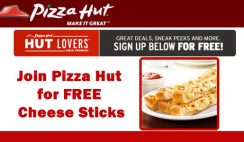 Free Cheese Sticks from Pizza Hut