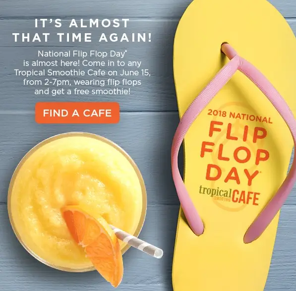 Tropical Smoothie Cafe's National Flip Flop Day Freebie