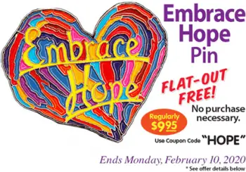 FREE Embrace Hope Pin at Penzeys Spices Store - ends 2/10