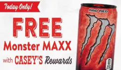 FREE Monster MAXX Energy Drink at Casey's General Store - Today Only!!