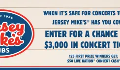 Win a Year of Concerts From Jersey Mikes - 126 Winners - Enter Daily - ends 10/2