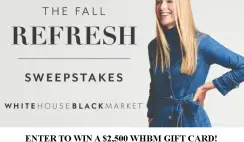 White House Black Market $2,500 GC - 9/27