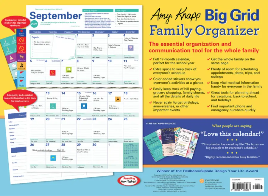 Amazon Deal Of The Day 2021 Amy Knapp's Big Grid Family Organizer