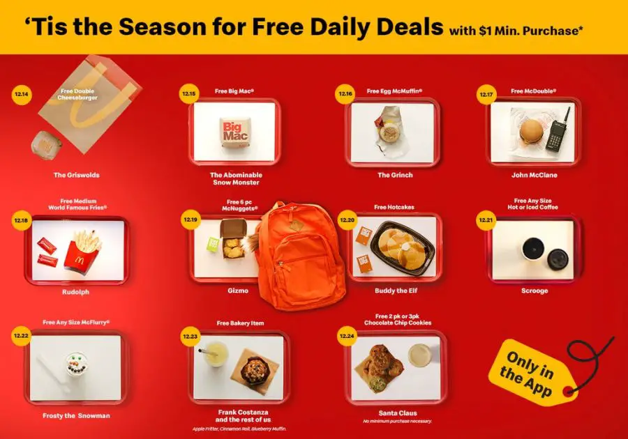 Get FREE McDonald's Every Day December 14-24! Free McDonald's Every Day December 14-24
