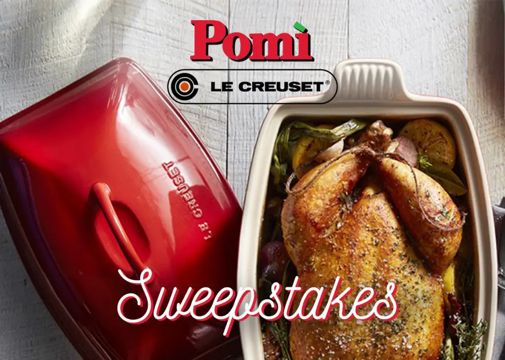 Win a Red Le Creuset Baking Dish & $100 in Pomi Foods - ends 12/21 Pomi Foods