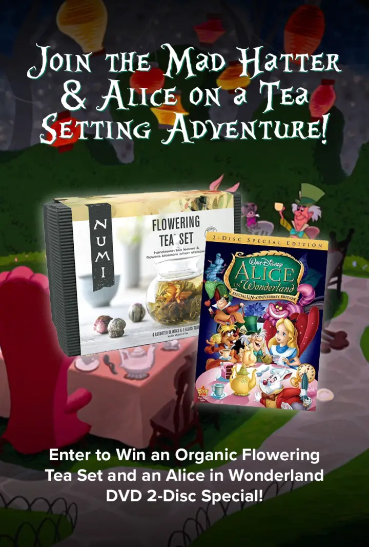 Win the Mad Hatter Tea Set Giveaway - With Alice DVD and Organic Tea Flowering Tea Set Mad Hatter Tea Set Giveaway