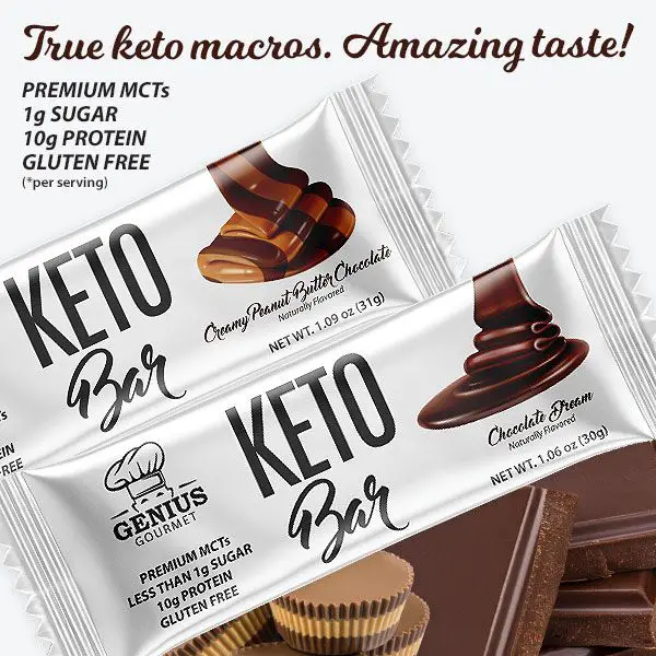 Win a Year Supply in the Genius Gourmet Keto Bars Giveaway Genius Gourmet Keto Bars Giveaway
