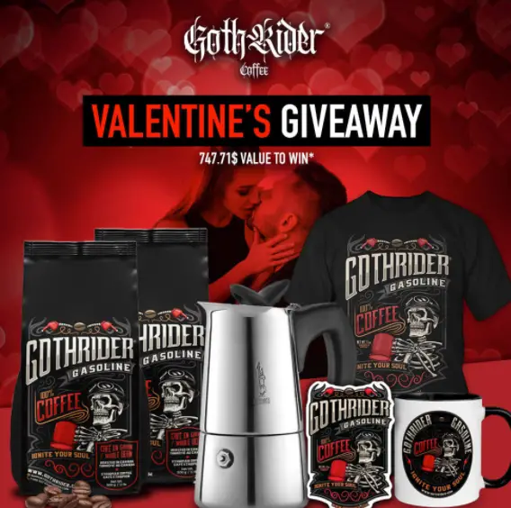 Win the GothRider Coffee Valentine's Giveaway ($748 Value) GothRider Coffee Valentine's Giveaway