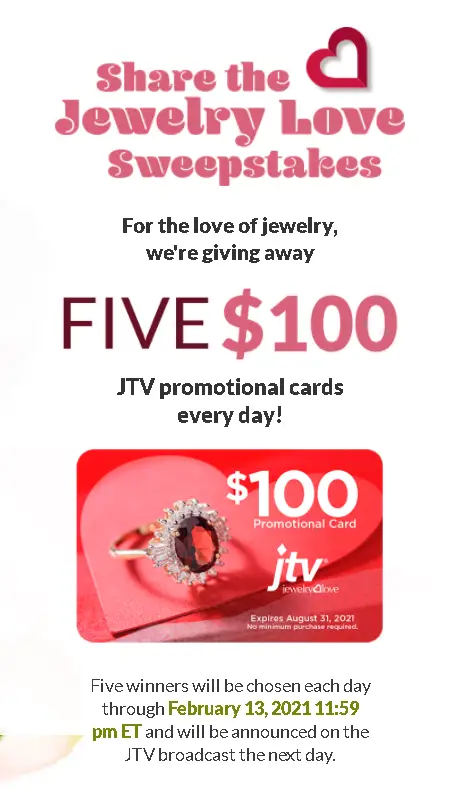 Win a $100 Gift Card in the JTV Share the Jewelry Love Giveaway - Enter Daily - 170 Winners! JTV Share the Jewelry Love Giveaway