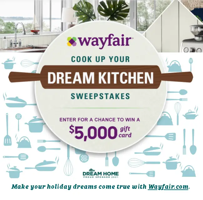 Win $5,000 from the Wayfair Dream Kitchen Giveaway! - Enter Daily! Wayfair Dream Kitchen Giveaway