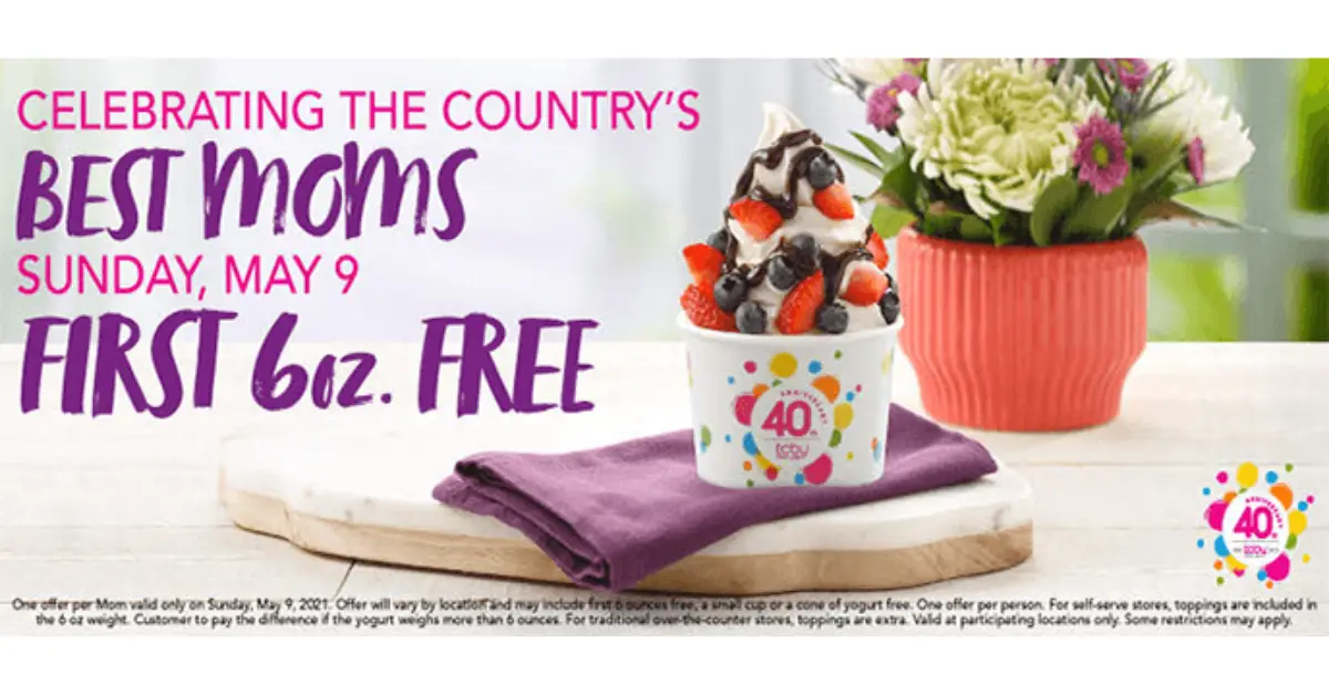FREE FROYO At TCBY On May 9th for Moms