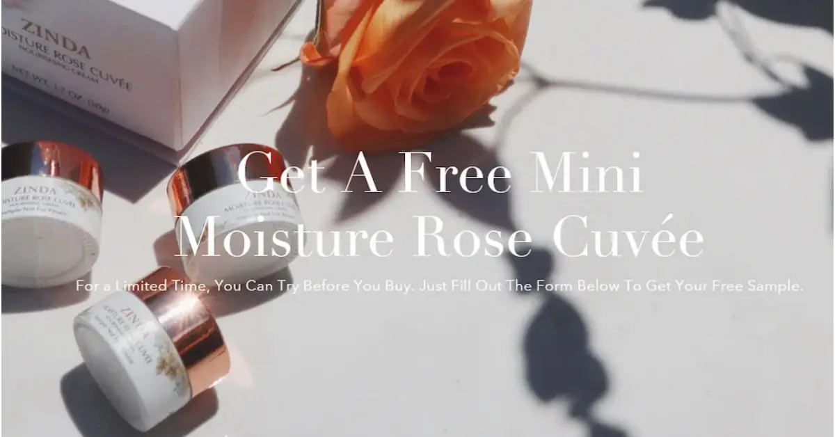 FREE Zinda Beauty Moisture Rose Cuvee Mini Sample