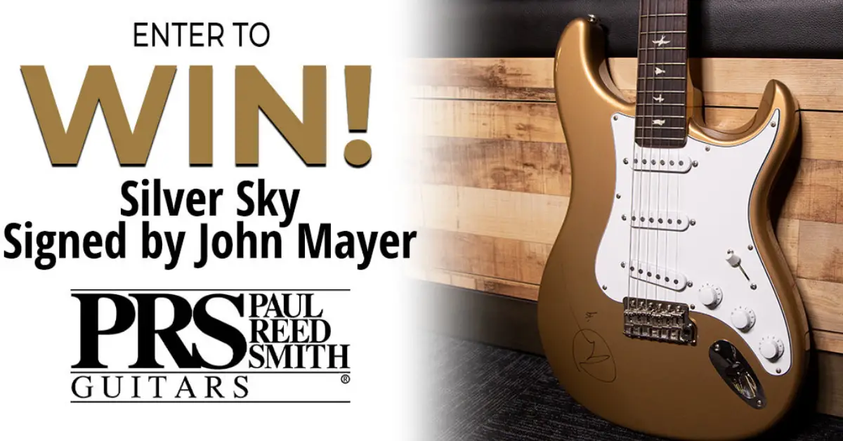 Paul Reed Smith Silver Sky Guitar signed by John Mayer Giveaway
