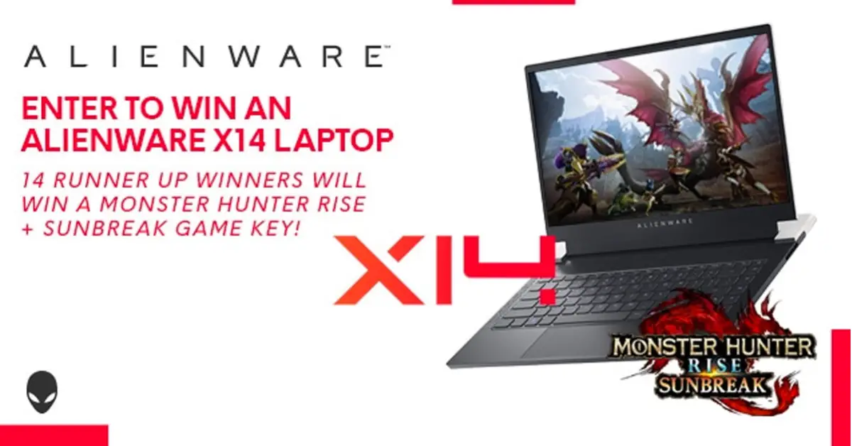 Alienware X14 Laptop and Monster Hunter Rise Sunbreak Game Sweepstakes