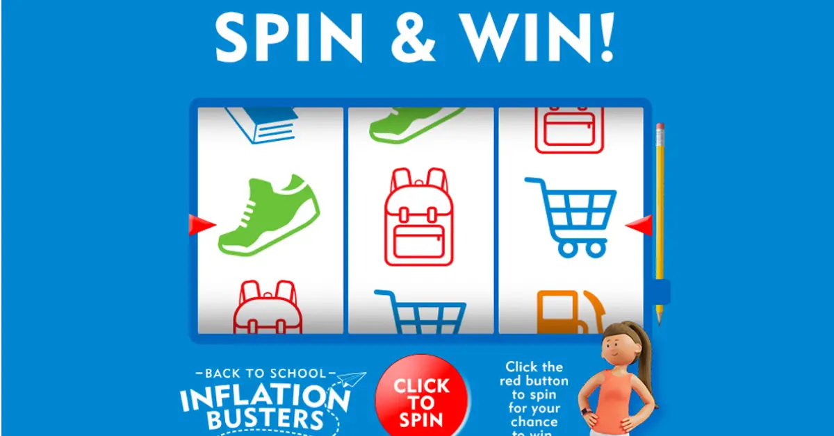 Shoe Carnival Back to School Inflation Busters Spin and Win Game