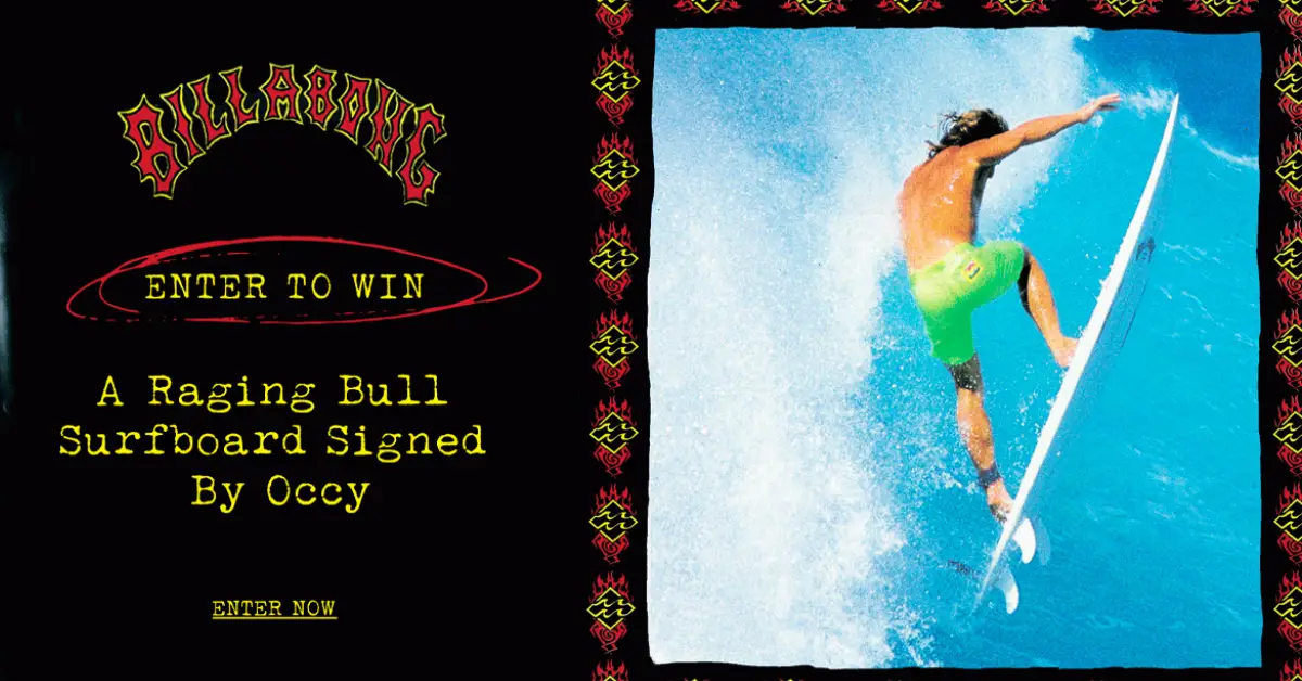 Billabong Raging Bull Surfboard Signed by Occy Sweepstakes