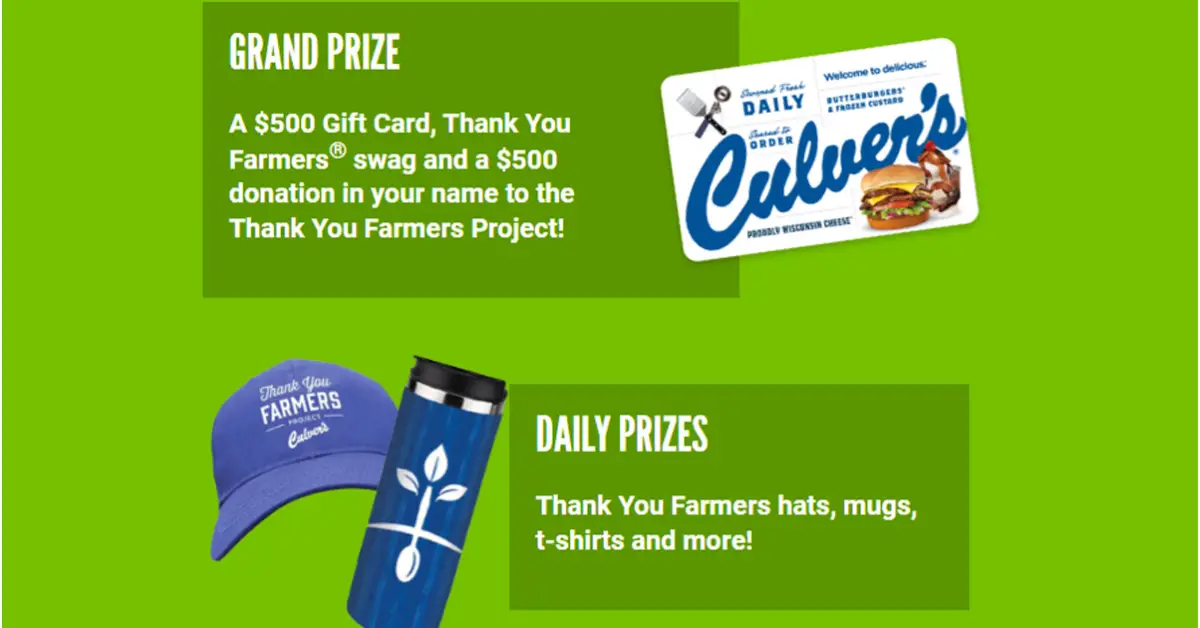 The Culvers Homegrown Happiness Instant Win Game and Sweepstakes