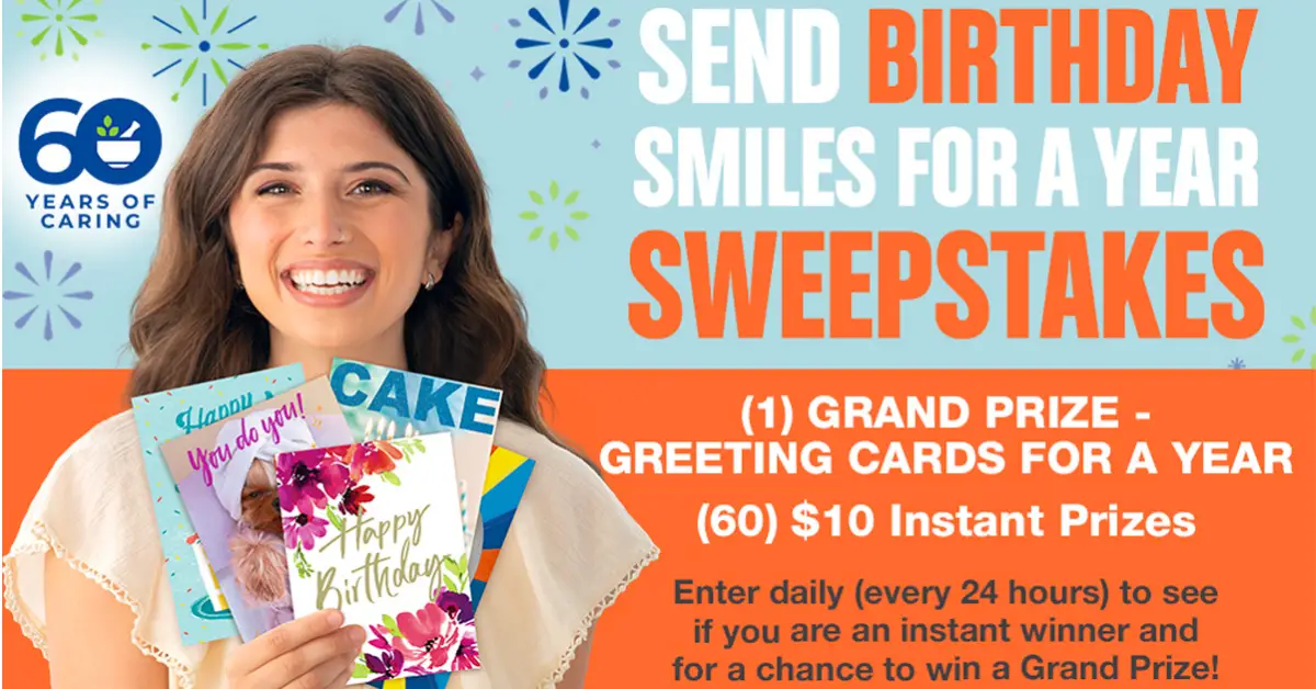 Send Birthday Smiles For A Year Sweepstakes and Instant Win Game