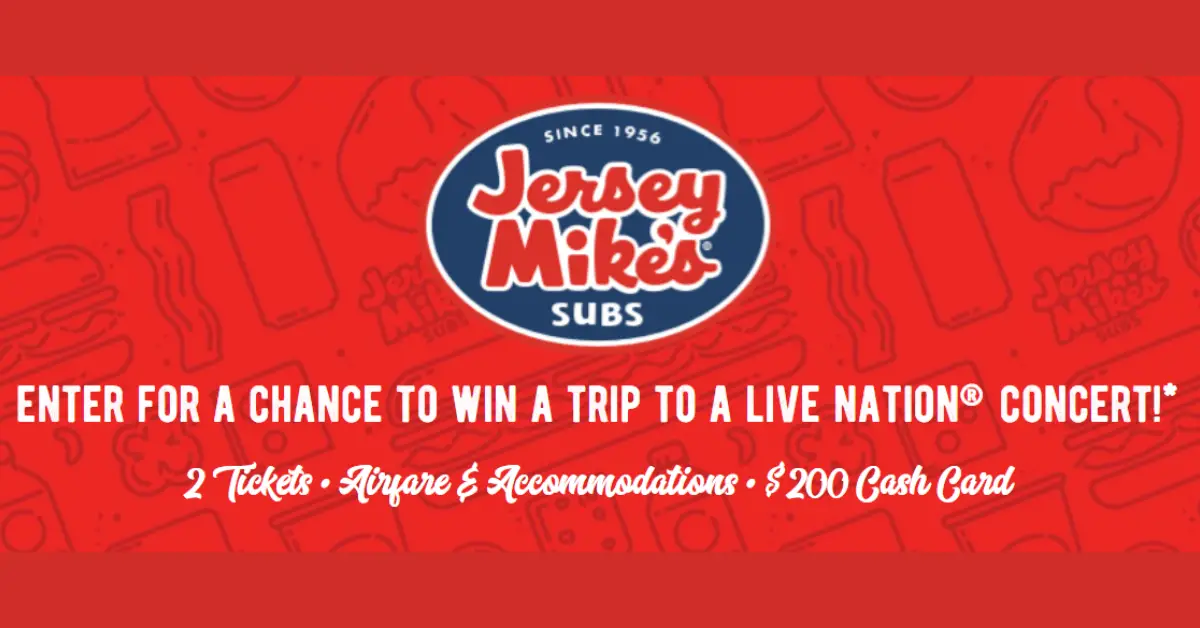 The Jersey Mikes Concert Trip Sweepstakes