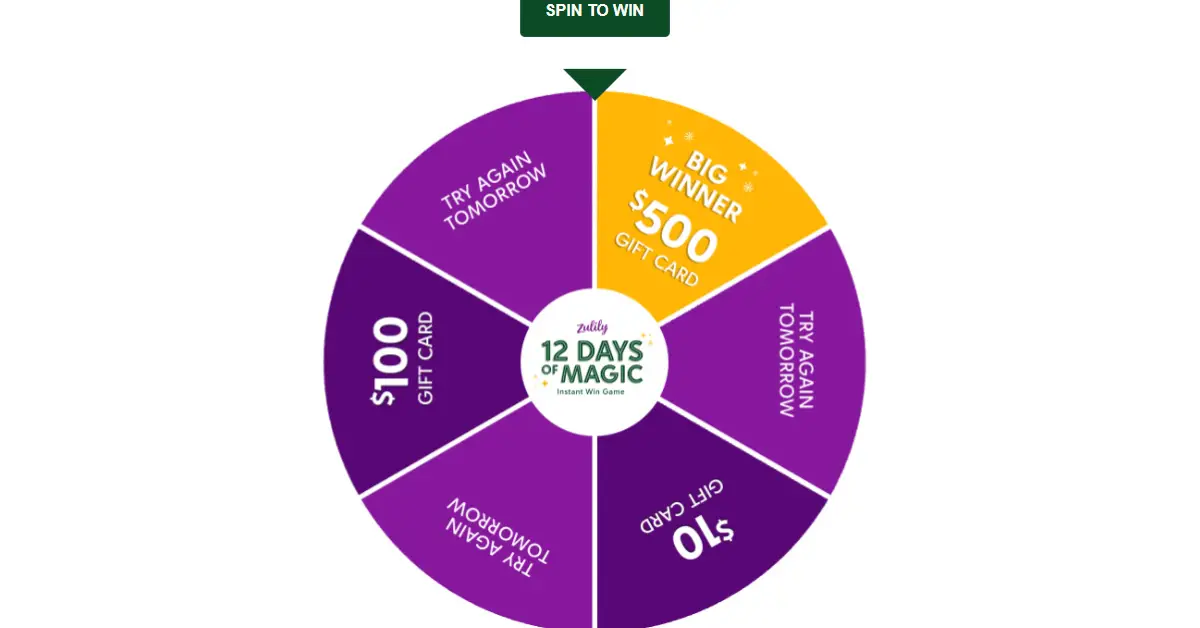 Zulily 12 Days of Magic Instant Win Game