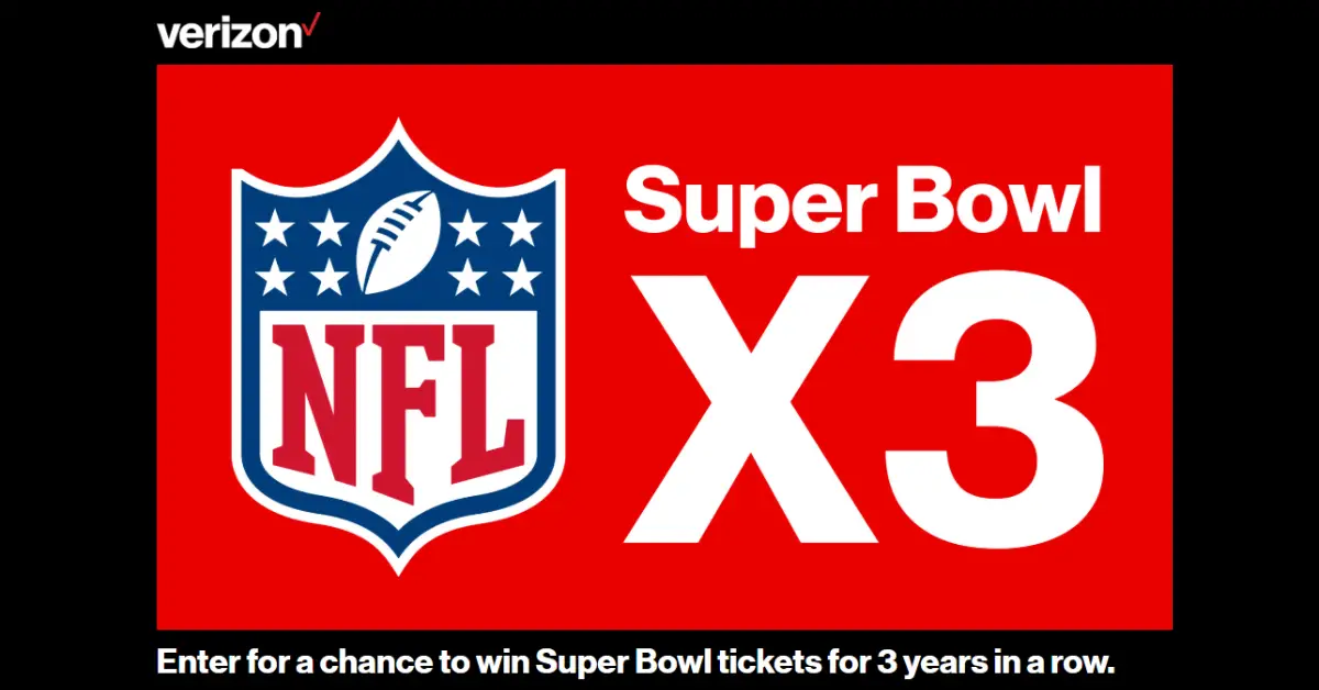 GIVEAWAY 	The Verizon 3 Years of Super Bowl Sweepstakes